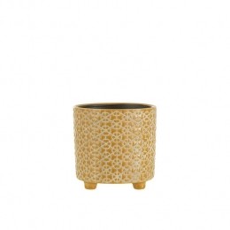 J-LinebloempotBloem-keramiek-oker-medium-14cm