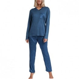PyjamasnachthemdenAdmasPyjamabroektoplangemouwenSatinLeopard