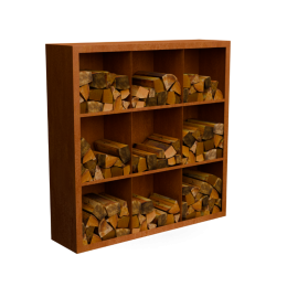 EguracortenstaalHoutopslag9vakkenmetachterwandL150xB385xH150cmGeroba-Geroba