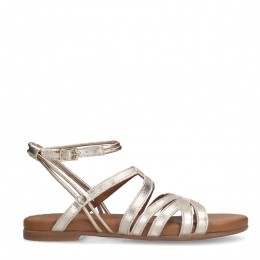 Goudkleurigelerensandalenmetbandjes