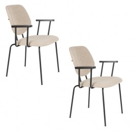 HousecraftLivingZeloEetkamerstoelenArmleuningBeige-Setvan2