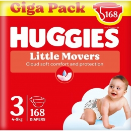 3xHuggiesLittleMoversLuiersMaat34-9kg56stuks