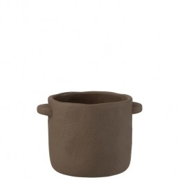 J-LinebloempotGustave-cement-donkerbruin-19cm