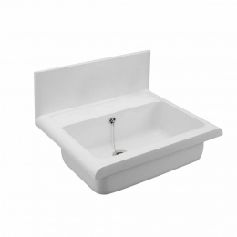 PliegerUitstortgootsteenABUKunststof54x45x36cmWitMetStootrand