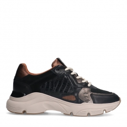 Zwartelerensneakersmetcrocoprint