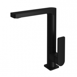 HotbathWastafelkraanGalMetDraaibareUitloop25cmMatZwart