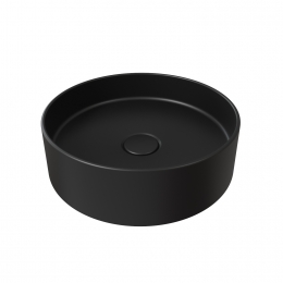 OpbouwWaskomSalenziHideCircle40x12cmMatZwartinclusiefbijpassendeafvoerplug