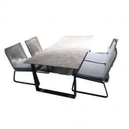 TuinsetTeeburulowdiningtafelblackconcretee240x100cmmet4stoelenKomeloungestoelblackropedarkgreyYoi-Yoi