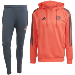 adidasBayernMnchenTrackTrainingspak14-ZipHooded2025-2026OranjeDonkergrijs