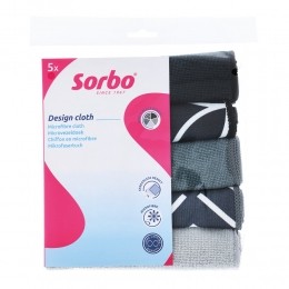SorboMicrovezeldoekenGreyBlack40x40cm5stuks