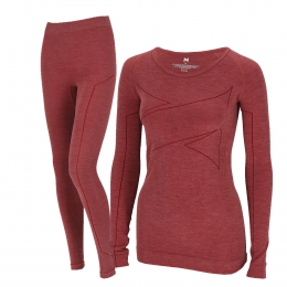 XtremeThermosetDamesMerinoWol-ThermoshirtThermolegging-RedMelange-S