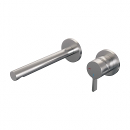 InbouwWastafelmengkraanBrauerBrushedEditionColdstartRechteUitloopHalfrondeHendelRechtsGeborsteldRVSPVDMetRozetten