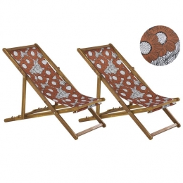 Beliani-ANZIO-Strandstoelsetvan2-LichthoutRood-Polyester