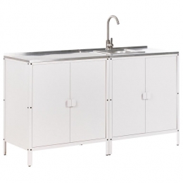 Beliani-VILAMA-Tuinkeukenset2-deligmetspoelbak-Wit-RVS