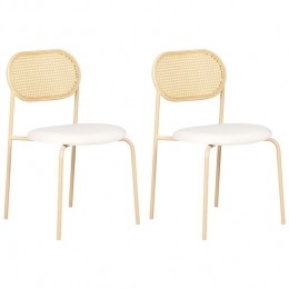 Beliani-ADAVER-Eetkamerstoelsetvan2-Lichtbeige-Metaal