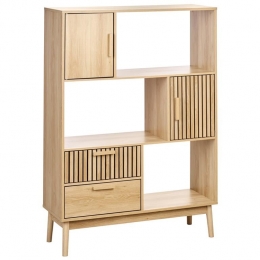 Beliani-LYNWOOD-Boekenkast-Lichthout-MDF