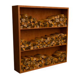 EguracortenstaalHoutopslag3vakkenmetachterwandL200xB385xH200cmGeroba-Geroba