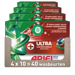 4xAriel4in1WasmiddelPodsUltraVlekverwijderaar10stuks