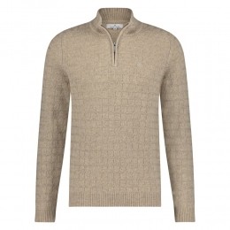 FellowsUnitedPulloverPremiumHalfZipStructureKnitMidBrownBronze3XL