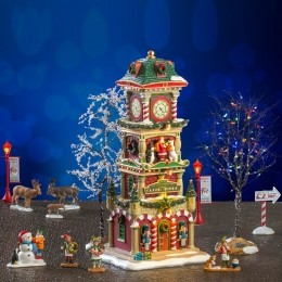 KerstdorpminiatuurTheVillageSquareClockTowerSet14x43x34cm-Lemax