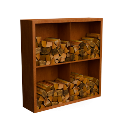 EguracortenstaalHoutopslag4vakkenmetachterwandL150xB385xH150cmGeroba-Geroba