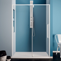 KlapdeurLacusMuranoTweedeligHelderGlas90x200cmAluminiumProfielWit