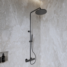 OpbouwRegendoucheSetBWSCemalThermostatischGunmetal