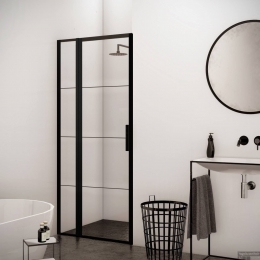 BWSNisdeurFramemetVastPaneel120x200cm8mmNANOGlasMatZwartRaster