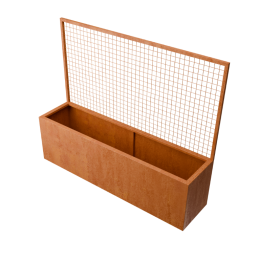 VertaRechthoekigeplantenbakcortenstaalmetklimnetL200xB50xH163cmGeroba-Geroba