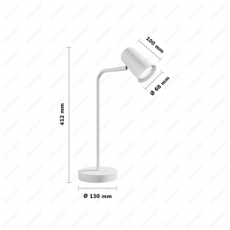 RigaLEDtafellamp-Kantelbaarendraaibaar-Ingebouwdedimmer-Bureaulampvoorbinnen-GU10fitting-Max35Wattperspot-Wit-3jaargarant