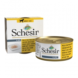 10xSchesirHondenvoerBlikJellyKipfiletenHam150gr