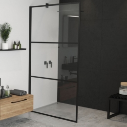 InloopdoucheRihoGrid120x200cm6mmHelderglasZwarteProfielen