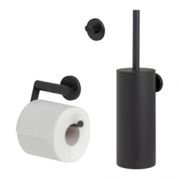 TigerNoonToiletaccessoireset-ToiletborstelmetHouder-ToiletrolhouderzonderKlep-Handdoekhaak-Zwart