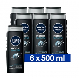 6xNIVEAMenRockSaltsDouchegel500ml