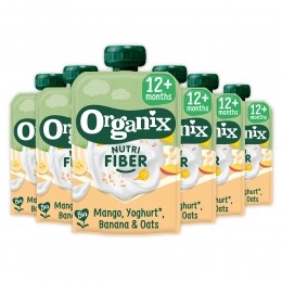 6xOrganixKnijpfruitNutriFiber12mMangoYoghurtBanaan100gr