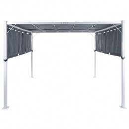 Beliani-PARGA-Tuinpaviljoen-GrijsWit-Polyester