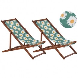 Beliani-ANZIO-Strandstoelsetvan2-DonkerhoutBloemen-Polyester