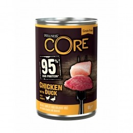 6xWellnessCoreHondenvoerBlikKip-Eend-Wortel400gr
