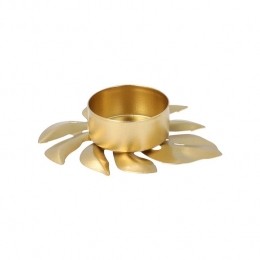 QUVIOWaxinelichthouderopeenblad-9x8x2cm-Metaal-Goud