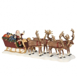 LuVilleKerstdorpMiniatuurKerstmanRendierenslee-L21xB65xH8cm