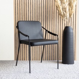 NohrEetkamerstoelPrescottLederlook-Zwart