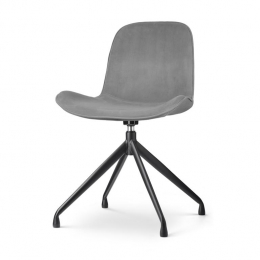 NolonNola-FEetkamerstoelGrijs-Velvet-DraaibaarZwartOnderstel