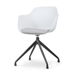 NolonNola-LizEetkamerstoelWit-Lichtgrijs-Draaibaar-Zwart