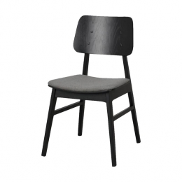 RowicoHomeNaganoHoutenEetkamerstoelZwart-MetGrijsZitkussen