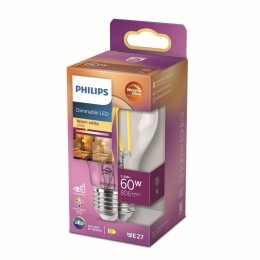 PhilipsLEDLampTransparant-60W-E27-DimbaarwarmwitLicht