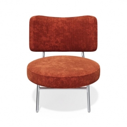 Retrooranjeribfluwelenfauteuil