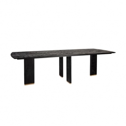 PTMDLiberBlackMangoWoodDiningTable240cmGoldLeg
