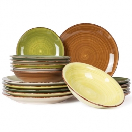 StudioTavolaServiessetDeepForest-18-delig6personen-6dinerborden6diepebordenen6ontbijtborden