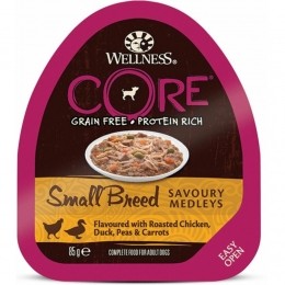 12xWellnessCoreHondenvoerSmallSavouryMedleysKip-Eend85gr