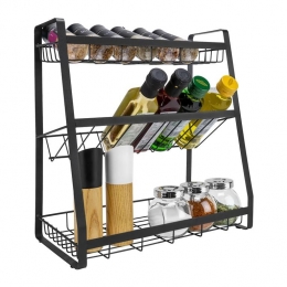 QUVIOKruidenrekmetaalmet3planken-Zwart